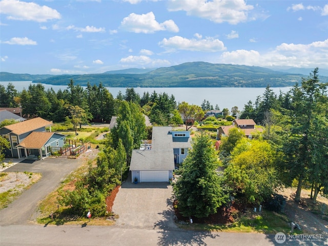 252 Myrtle St, Port Townsend, WA 98368 - view from above of property featuring a water and mountain view