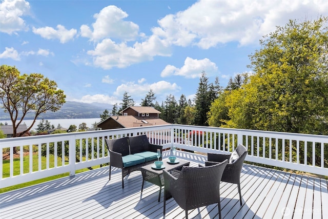 252 Myrtle St, Port Townsend, WA 98368 - wooden deck with outdoor lounge area and a water view