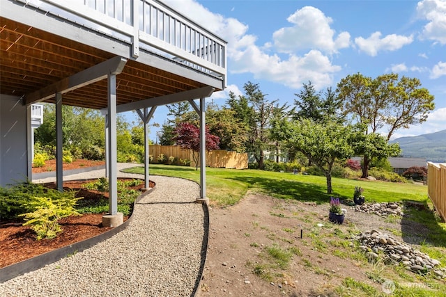252 Myrtle St, Port Townsend, WA 98368 - view of yard featuring a deck with mountain view