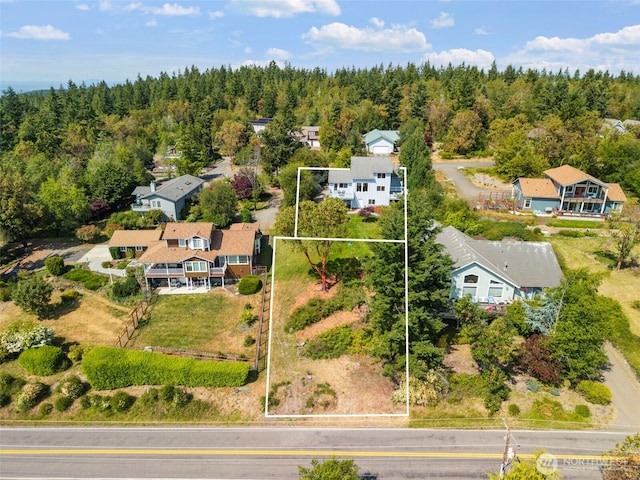 252 Myrtle St, Port Townsend, WA 98368 - aerial view of residential area with property boundaries highlighted and a forest
