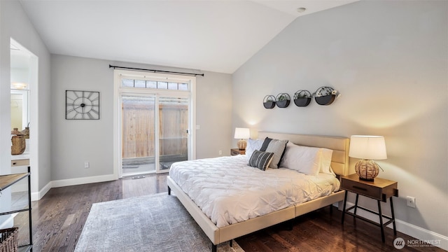 23728 135th Pl SE, Kent, WA 98042 - bedroom with access to outside, vaulted ceiling, and wood finished floors