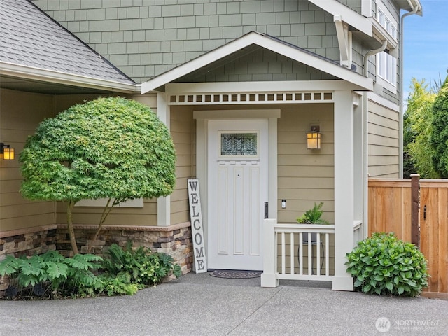 102 E Gibler Ln, Shelton, WA 98584 - doorway to property featuring a shingled roof