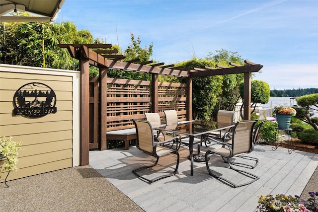 102 E Gibler Ln, Shelton, WA 98584 - view of patio featuring outdoor dining space, a pergola, and a wooden deck