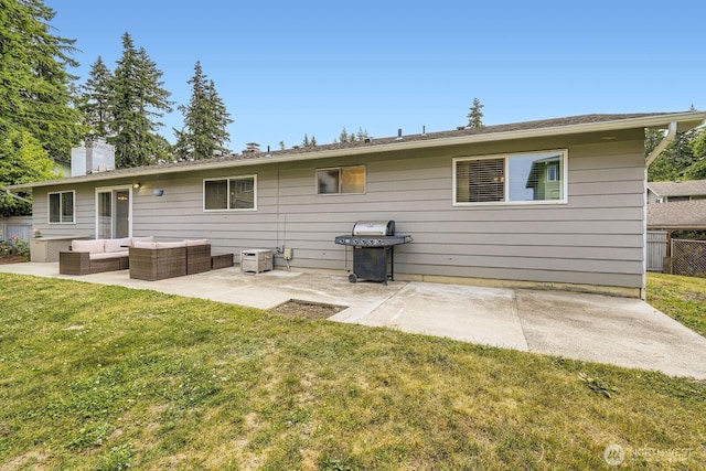 202 Elma Pl SE, Renton, WA 98059 - back of property featuring an outdoor hangout area, a patio area, and a chimney