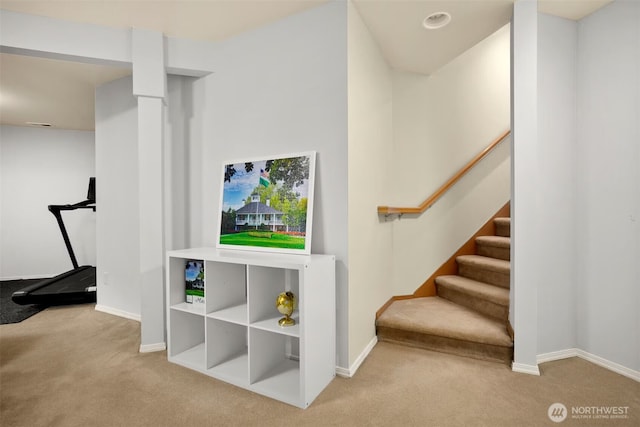 8233 NE 163rd Pl, Kenmore, WA 98028 - stairway featuring carpet floors and baseboards