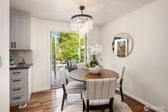 8046 40th Ave NE, Seattle, WA 98115 - dining area featuring a chandelier and wood finished floors
