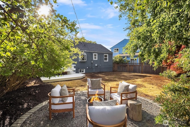8046 40th Ave NE, Seattle, WA 98115 - view of patio featuring an outdoor fire pit