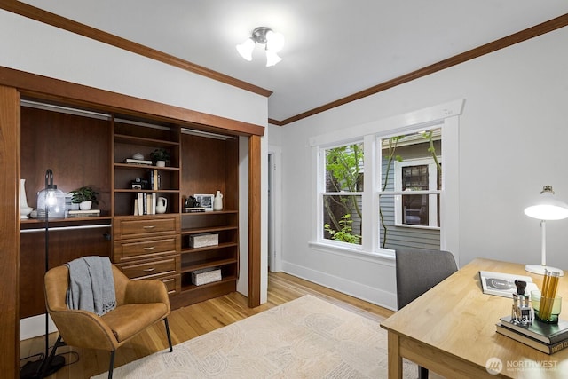 4628 Sunnyside Ave N, Seattle, WA 98103 - office space featuring crown molding and light wood-type flooring