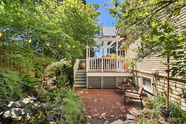 103 NW 62nd St, Seattle, WA 98107 - view of patio featuring stairs and a deck