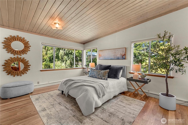 1840 Country Club Dr, East Wenatchee, WA 98802 - bedroom with a baseboard radiator, lofted ceiling, wood finished floors, and wooden ceiling