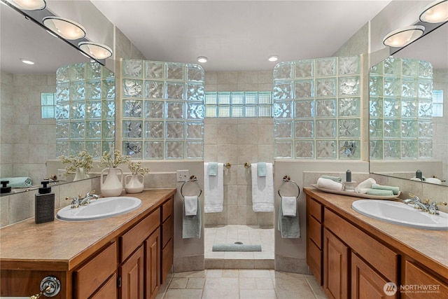 1840 Country Club Dr, East Wenatchee, WA 98802 - bathroom with a walk in shower, plenty of natural light, and two vanities