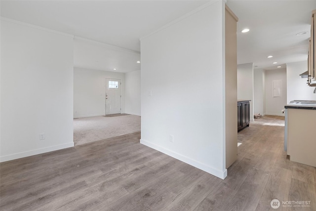 1264 Russell Dr, Coupeville, WA 98239 - empty room featuring recessed lighting, light wood-style floors, and ornamental molding