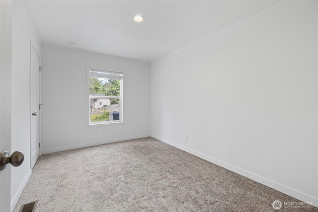 1264 Russell Dr, Coupeville, WA 98239 - empty room with carpet flooring, crown molding, and recessed lighting
