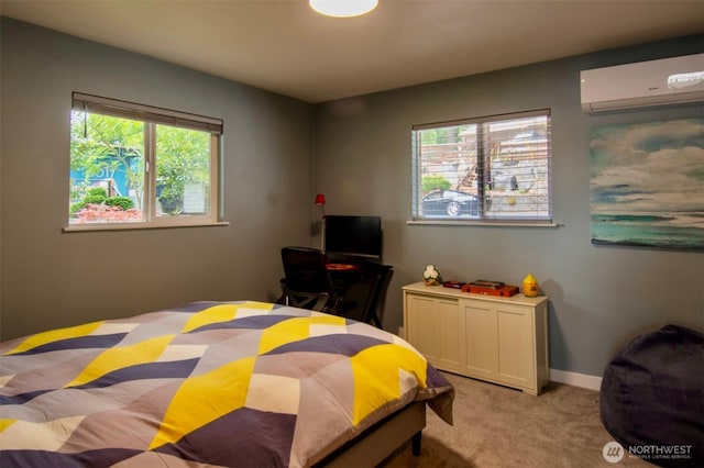 6601 27th Ln SE, Lacey, WA 98503 - bedroom featuring a wall mounted AC and light colored carpet