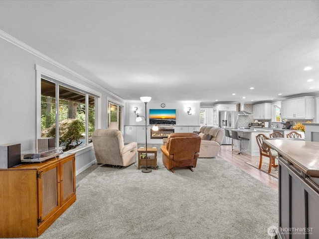 25107 Old Owen Rd, Monroe, WA 98272 - living room featuring ornamental molding and recessed lighting