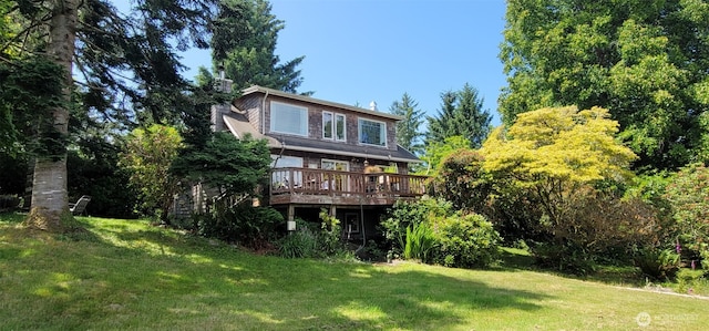 2904 271st St, Ocean Park, WA 98640 - back of property featuring a deck and a lawn