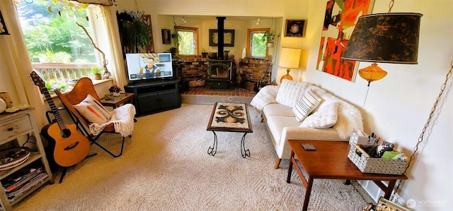 2904 271st St, Ocean Park, WA 98640 - living area featuring a wood stove