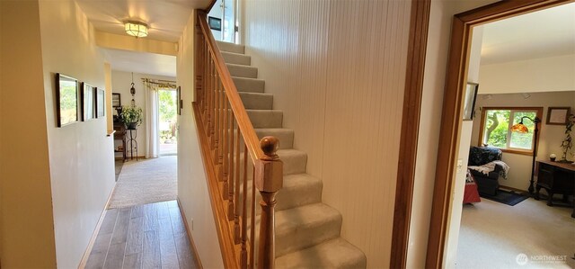 2904 271st St, Ocean Park, WA 98640 - staircase with wood finished floors and carpet flooring