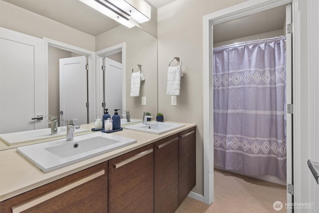 13506 196th Ave SE, Monroe, WA 98272 - bathroom with double vanity and a shower with shower curtain