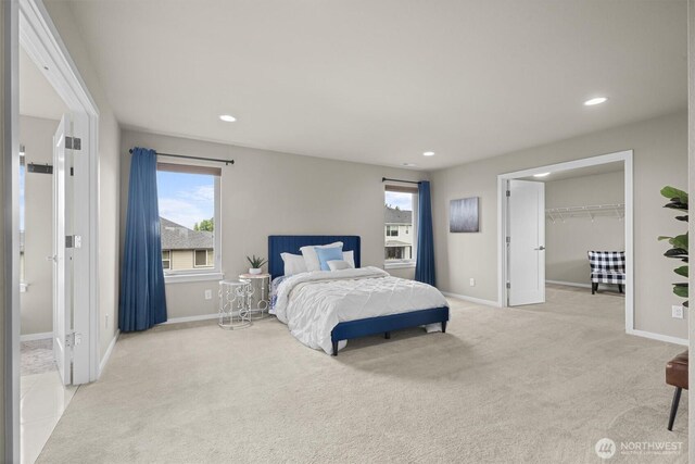 13506 196th Ave SE, Monroe, WA 98272 - bedroom with light colored carpet, recessed lighting, and a spacious closet