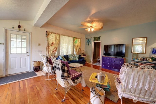 218 SW 15th St, Long Beach, WA 98631 - living room featuring hardwood / wood-style floors and a ceiling fan