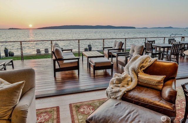 181 Utsalady Rd, Camano Island, WA 98282 - view of patio with a water and mountain view