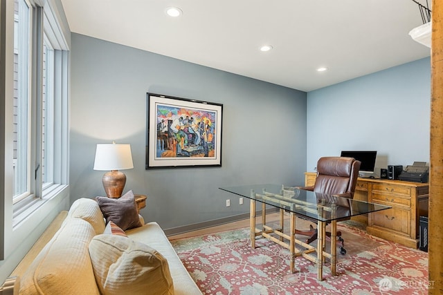 181 Utsalady Rd, Camano Island, WA 98282 - home office with wood finished floors and recessed lighting