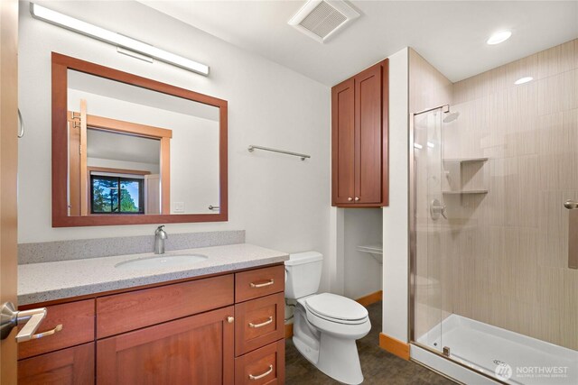 229 Chuckanut Point Rd, Bellingham, WA 98229 - bathroom featuring a stall shower and vanity