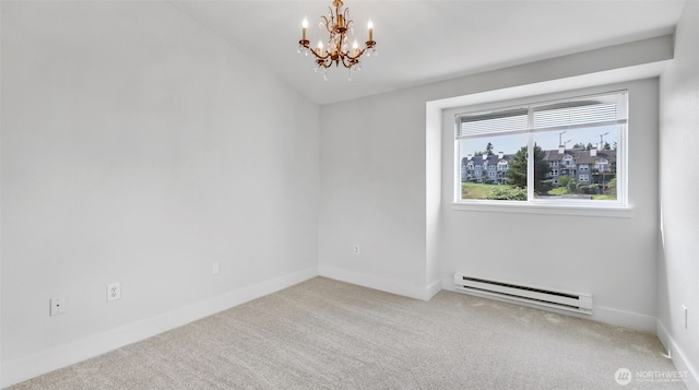 3008 N Narrows Dr Unit C301, Tacoma, WA 98407 - carpeted empty room with a baseboard heating unit and a chandelier