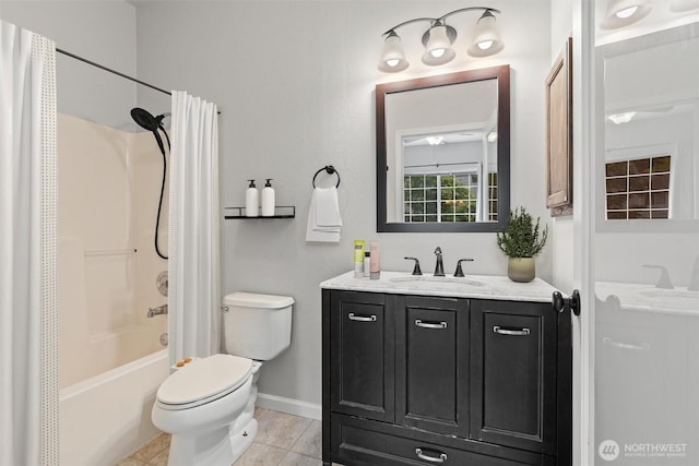 8629 240th St SW Unit B4, Edmonds, WA 98026 - bathroom with vanity, shower / tub combo, and tile patterned flooring