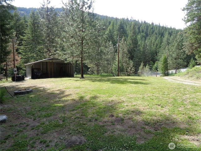 270 W Fork Rd, Conconully, WA 98819 - view of yard featuring a forest view and a carport