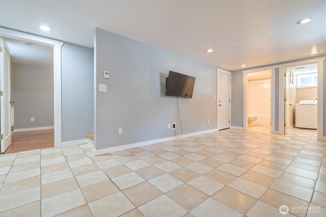5253 35th Ave SW, Seattle, WA 98126 - empty room with washer / dryer, recessed lighting, and light tile patterned floors