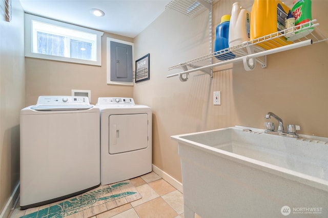 5253 35th Ave SW, Seattle, WA 98126 - washroom with washer and dryer, electric panel, and light tile patterned floors