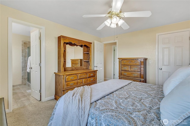 1728 N James St, Tacoma, WA 98406 - carpeted bedroom featuring a ceiling fan and ensuite bathroom