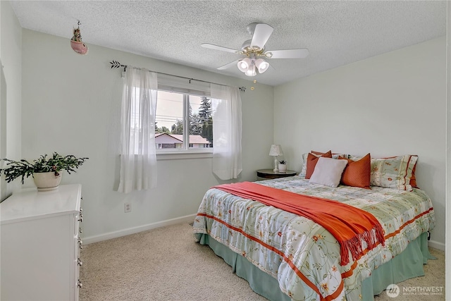 1728 N James St, Tacoma, WA 98406 - bedroom featuring carpet, a textured ceiling, and a ceiling fan