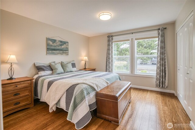 755 Island Cir SE, Ocean Shores, WA 98569 - bedroom featuring a closet and wood finished floors
