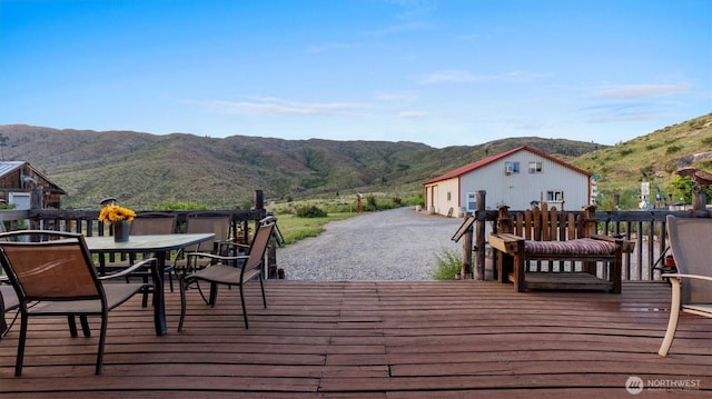 767 Bill Shaw Rd, Pateros, WA 98846 - deck featuring a mountain view and outdoor dining space