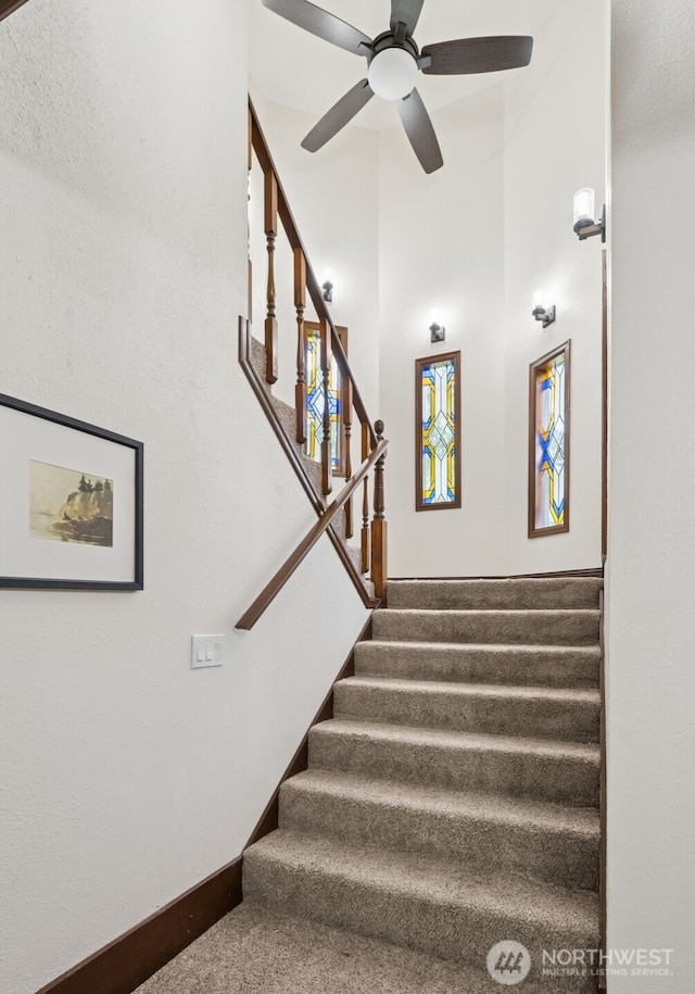 8037 Incline Dr SE, Olympia, WA 98513 - staircase featuring ceiling fan and carpet