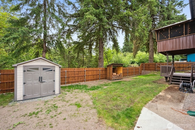 8037 Incline Dr SE, Olympia, WA 98513 - fenced backyard featuring a shed and a wooden deck