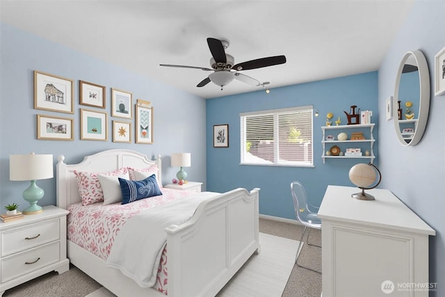 18328 73rd Avenue Ct E, Puyallup, WA 98375 - bedroom featuring light colored carpet and a ceiling fan