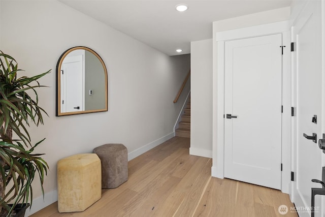 1313 14th Ave S Unit B, Seattle, WA 98144 - sitting room with light wood-style flooring, recessed lighting, and stairway