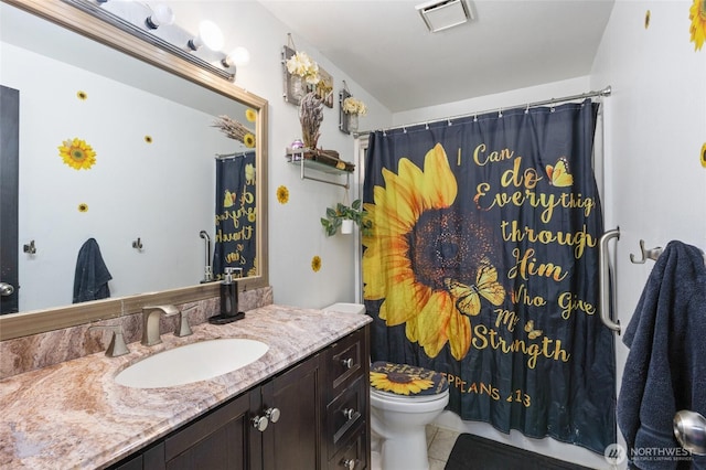 9307 Albert Way SE, Moses Lake, WA 98837 - full bathroom with vanity, tile patterned floors, and curtained shower