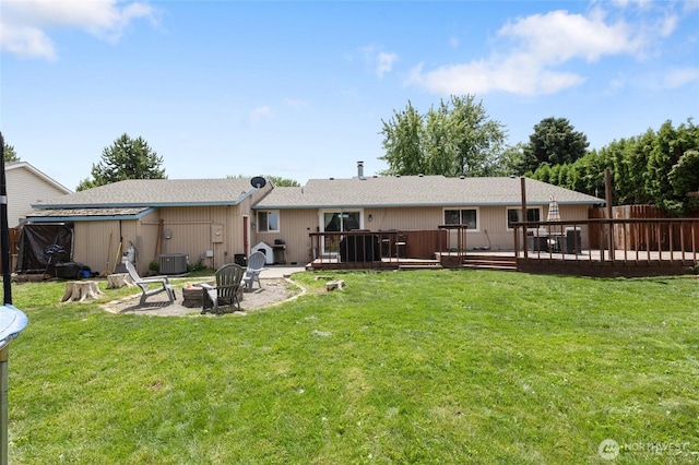 9307 Albert Way SE, Moses Lake, WA 98837 - back of house with an outdoor fire pit and a wooden deck
