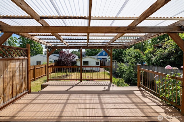 4335 Fawcett Ave, Tacoma, WA 98418 - deck featuring a fenced backyard and an outbuilding
