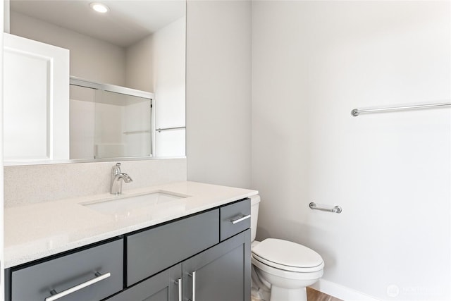13936 178th St E Unit 85, Puyallup, WA 98374 - bathroom featuring vanity, an enclosed shower, and recessed lighting