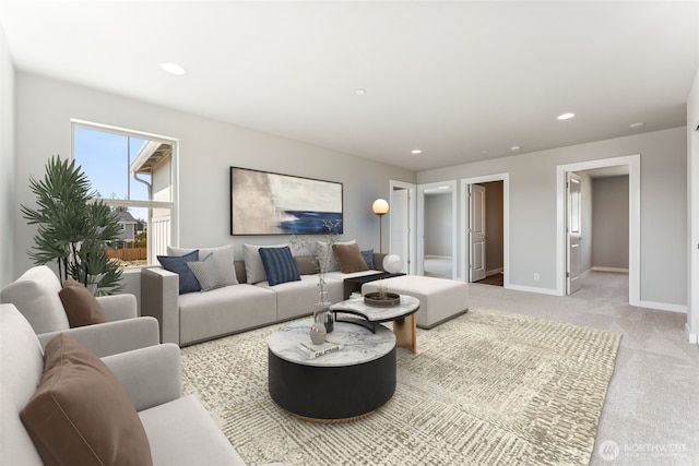 13936 178th St E Unit 85, Puyallup, WA 98374 - living room featuring light colored carpet and recessed lighting