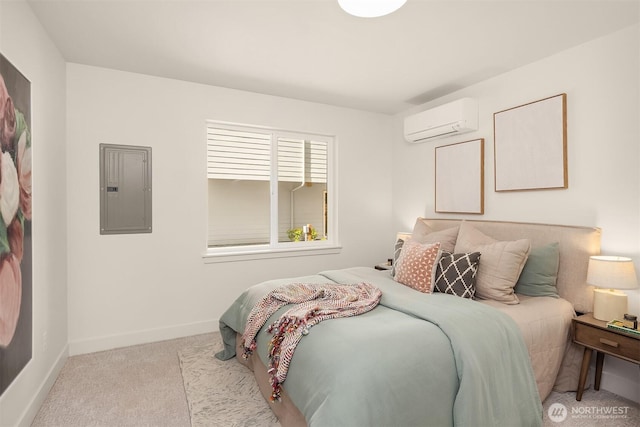 1615 N 50th St Unit A, Seattle, WA 98103 - carpeted bedroom with electric panel and a wall mounted AC