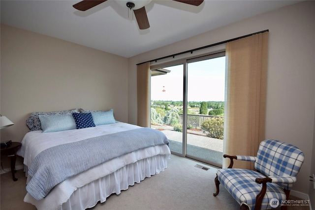 771 Brigadoon Blvd, Sequim, WA 98382 - bedroom with access to outside, carpet flooring, and ceiling fan