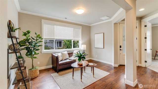 23000 SE Sycamore St, Black Diamond, WA 98010 - sitting room with ornamental molding and wood-type flooring