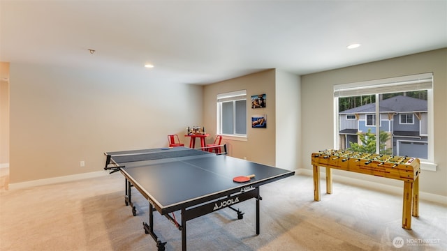 23000 SE Sycamore St, Black Diamond, WA 98010 - recreation room featuring light carpet and recessed lighting